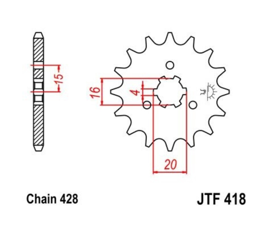 Pignon JT SPROCKETS acier standard 418 - 428