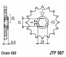 Pignon JT SPROCKETS acier standard 507 - 520