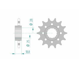 Pignon AFAM acier standard 61601 - 520 - 1077122001