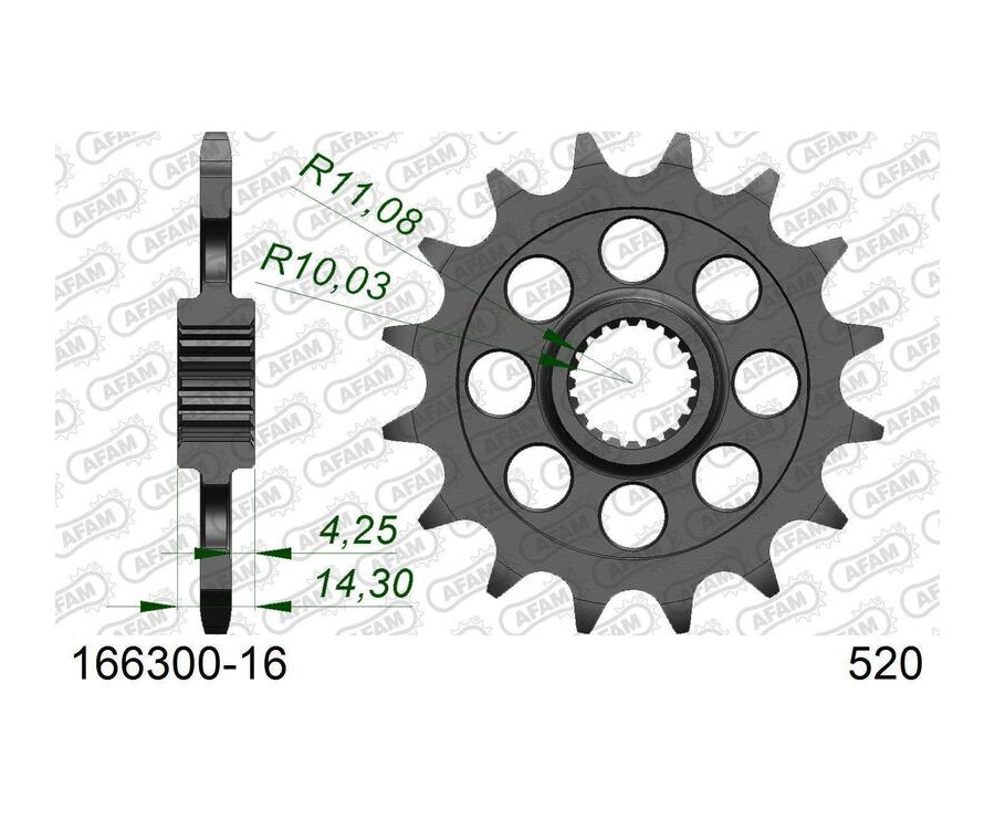 Pignon AFAM acier standard 166300 - 520