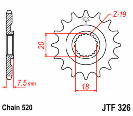 Pignon JT SPROCKETS acier standard 326 - 520