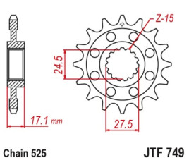 Pignon JT SPROCKETS acier standard 749 - 525