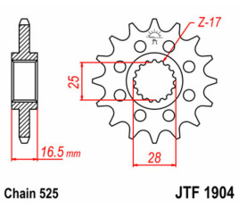 Pignon JT SPROCKETS acier standard 1904 - 525