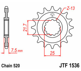 Pignon JT SPROCKETS acier standard 1536 - 520