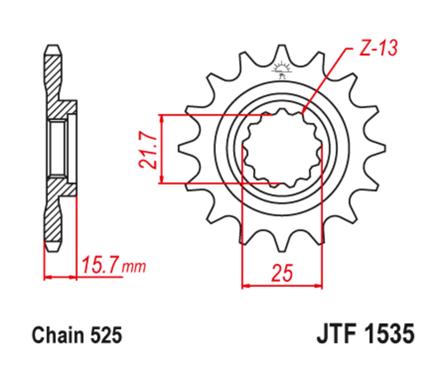 Pignon JT SPROCKETS acier anti-bruit 1535 - 525