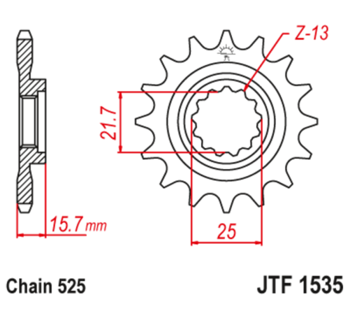 Pignon JT SPROCKETS acier anti-bruit 1535 - 525 - 1126790001