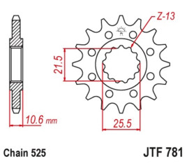 Pignon JT SPROCKETS acier standard 781 - 525