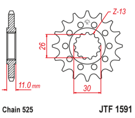 Pignon JT SPROCKETS acier anti-bruit 1591 - 525 - 1126793001