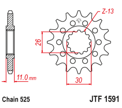 Pignon JT SPROCKETS acier anti-bruit 1591 - 525 - 1126793001