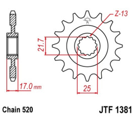 Pignon JT SPROCKETS acier standard 1381 - 520