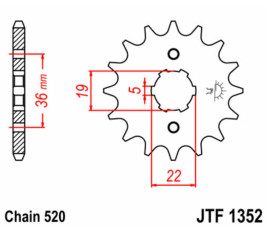 Pignon JT SPROCKETS acier standard 1352 - 520