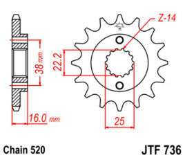 Pignon JT SPROCKETS acier standard 736 - 520