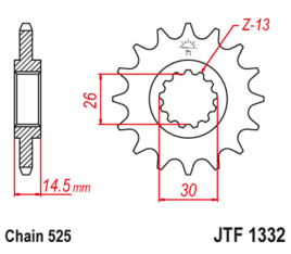 Pignon JT SPROCKETS acier anti-bruit 1332 - 525 - 1126787002