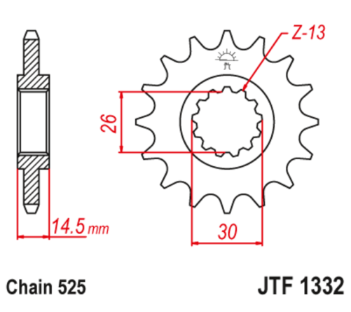 Pignon JT SPROCKETS acier anti-bruit 1332 - 525 - 1126787002