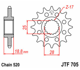 Pignon JT SPROCKETS acier standard 705 - 520