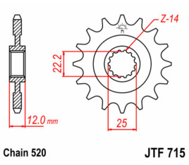 Pignon JT SPROCKETS acier standard 715 - 520