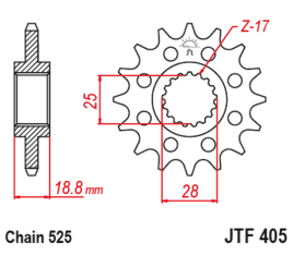 Pignon JT SPROCKETS acier anti-bruit 405 - 525 - 1126797001