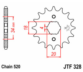 Pignon JT SPROCKETS acier standard 328 - 520 - 1077349002