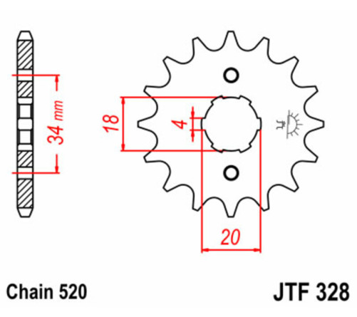 Pignon JT SPROCKETS acier standard 328 - 520 - 1077349002