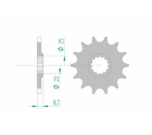 Pignon AFAM acier standard 22505 - 520 - 1076020001