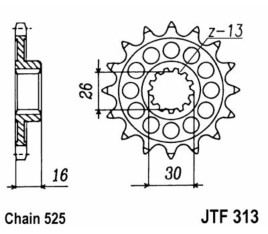 Pignon JT SPROCKETS acier standard 313 - 525