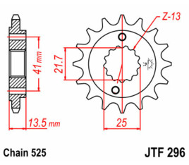 Pignon JT SPROCKETS acier standard 296 - 525