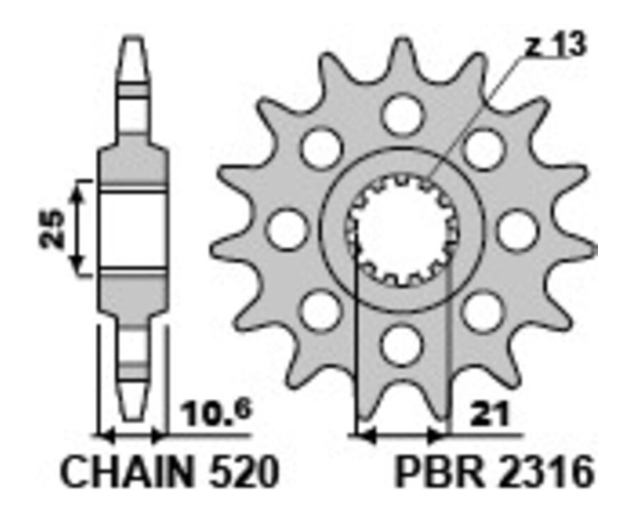 Pignon PBR acier standard 2316 - 520