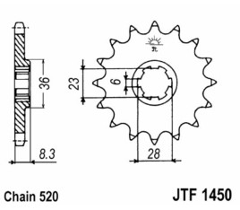 Pignon JT SPROCKETS acier standard 1450 - 520