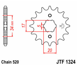 Pignon JT SPROCKETS acier standard 1324 - 520