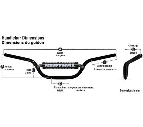 Guidon RENTHAL Twinwall 997 RC/Honda CRF/Kawasaki KX-KXF