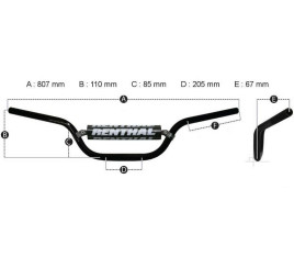 Guidon RENTHAL MX/Enduro 7/8" 746 Jimmy Button