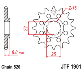 Pignon JT SPROCKETS acier standard 1901 - 520 - 1128038001