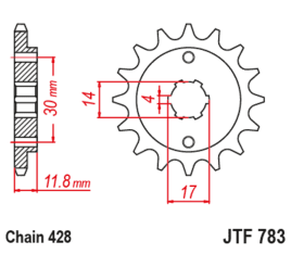 Pignon JT SPROCKETS acier standard 783 - 428 - 1128063001