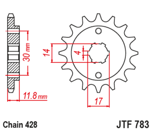 Pignon JT SPROCKETS acier standard 783 - 428 - 1128063001