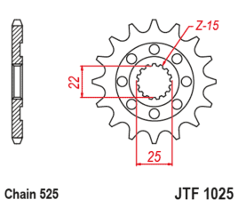 Pignon JT SPROCKETS acier standard 1022 - 525 - 1127996001