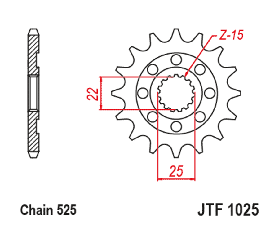 Pignon JT SPROCKETS acier standard 1022 - 525