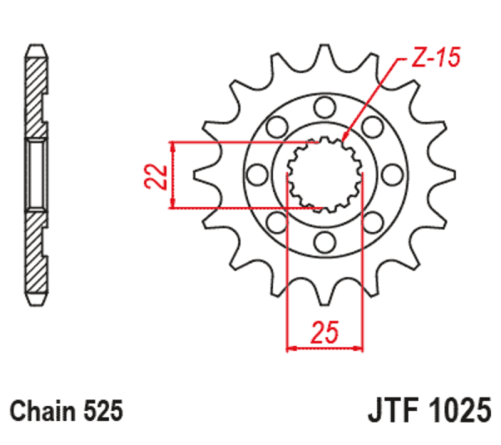 Pignon JT SPROCKETS acier standard 1022 - 525 - 1127996001