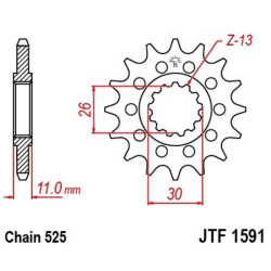 Pignon JT SPROCKETS acier anti-bruit 1591 - 525 - 1022187