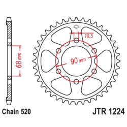 Couronne JT SPROCKETS acier standard 1224 - 520 - 1129180001