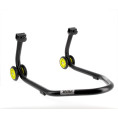 Béquille de stand arrière BIHR Home Track supports en "V" noir mat roues jaune