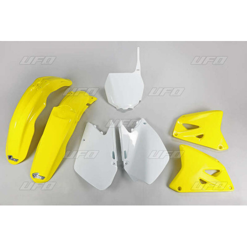 Kit plastique UFO couleur origine jaune/blanc Suzuki RM125/250