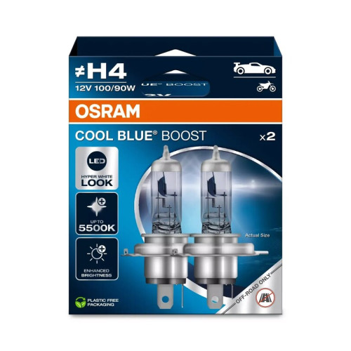 Ampoule OSRAM Cool Blue Boost H4 12V/100/90W - X2