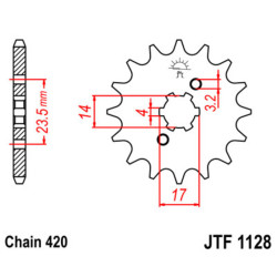 Kit chaîne JT/JT 420HDR 11/53 - Couronne arrière standard Type 1131