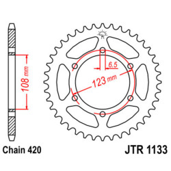 Kit chaîne JT/JT 420HDR 11/53 - Couronne arrière standard Type 1133