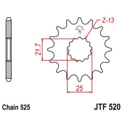 Pignon JT SPROCKETS acier anti-bruit 520 - 525