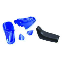 Kit plastiques ART couleur origine bleu avec selle complète noire + kit déco KUTVEK Racer bleu Yamaha PW50