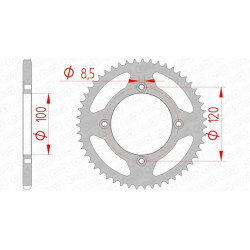 Kit chaîne AFAM A420M 11/50 - Couronne arrière standard Type 38101