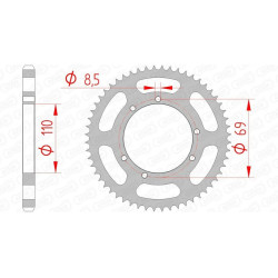 Kit chaîne AFAM A420M 12/56 - Couronne arrière standard Type 59104