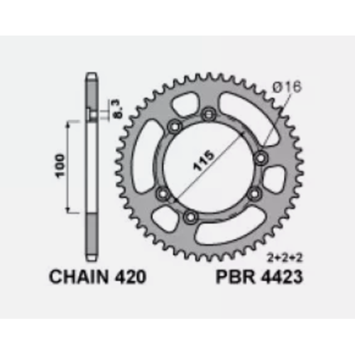 Couronne PBR Racing aluminium ultra-light 4423 - 420