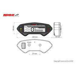 Compteur multifonctions KOSO DB-01RN LCD noir